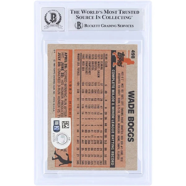 Wade Boggs Signed 1983 Topps #498 Rookie Card | Graded 10