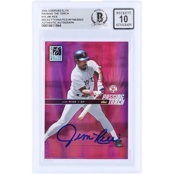 Jim Rice Signed 2004 Donruss Elite Passing the Torch Card | Graded 10