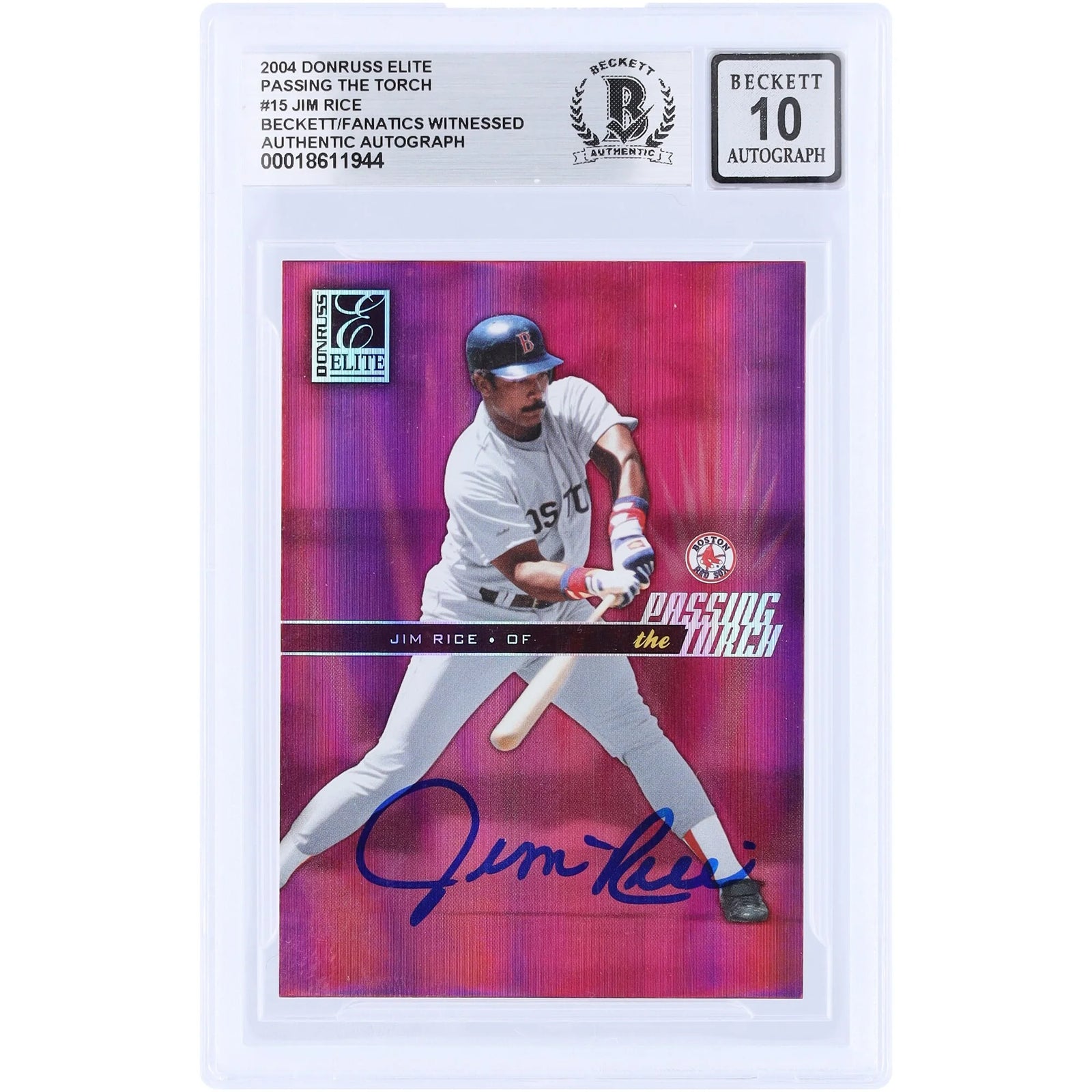 Jim Rice Signed 2004 Donruss Elite Passing the Torch Card | Graded 10