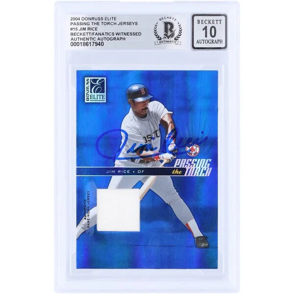 Jim Rice Signed 2004 Donruss Elite Passing the Torch Card | Graded 10