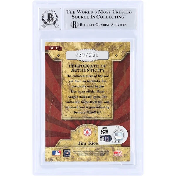 Jim Rice Signed 2004 Donruss Throwback Threads Card | Graded 10