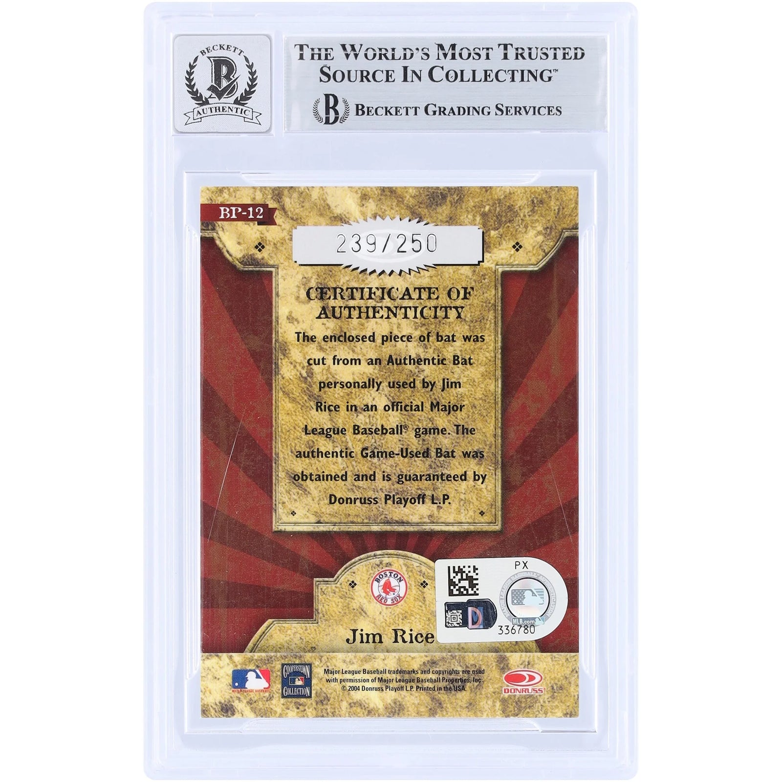 Jim Rice Signed 2004 Donruss Throwback Threads Card | Graded 10