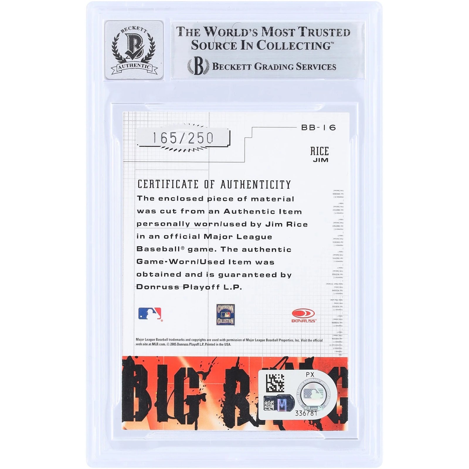 Jim Rice Signed 2005 Donruss Leather & Lumber Card | Graded 10