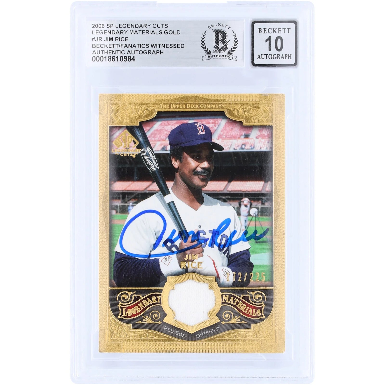 Jim Rice Signed 2006 Upper Deck SP Legendary Cuts Card | Graded 10