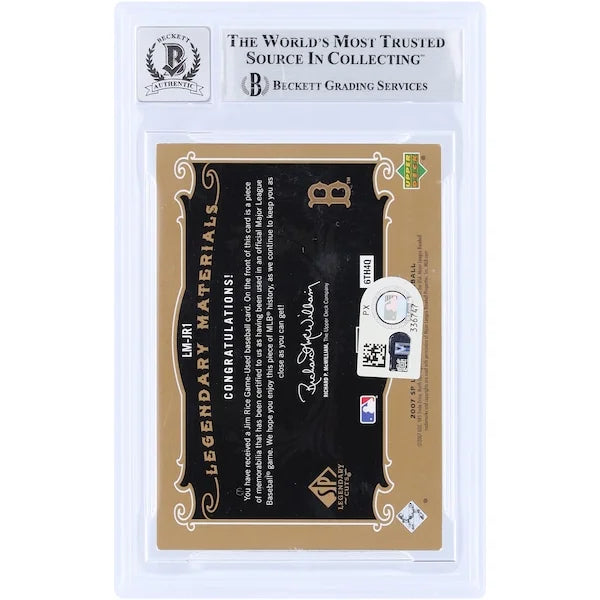 Jim Rice Signed 2007 Upper Deck SP Legendary Cuts Card | Graded 10
