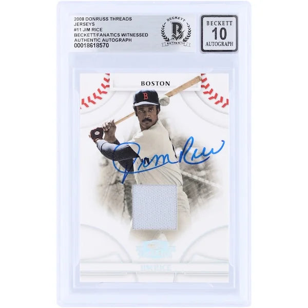 Jim Rice Signed 2008 Donruss Threads GU Relic Card #11 | Graded 10