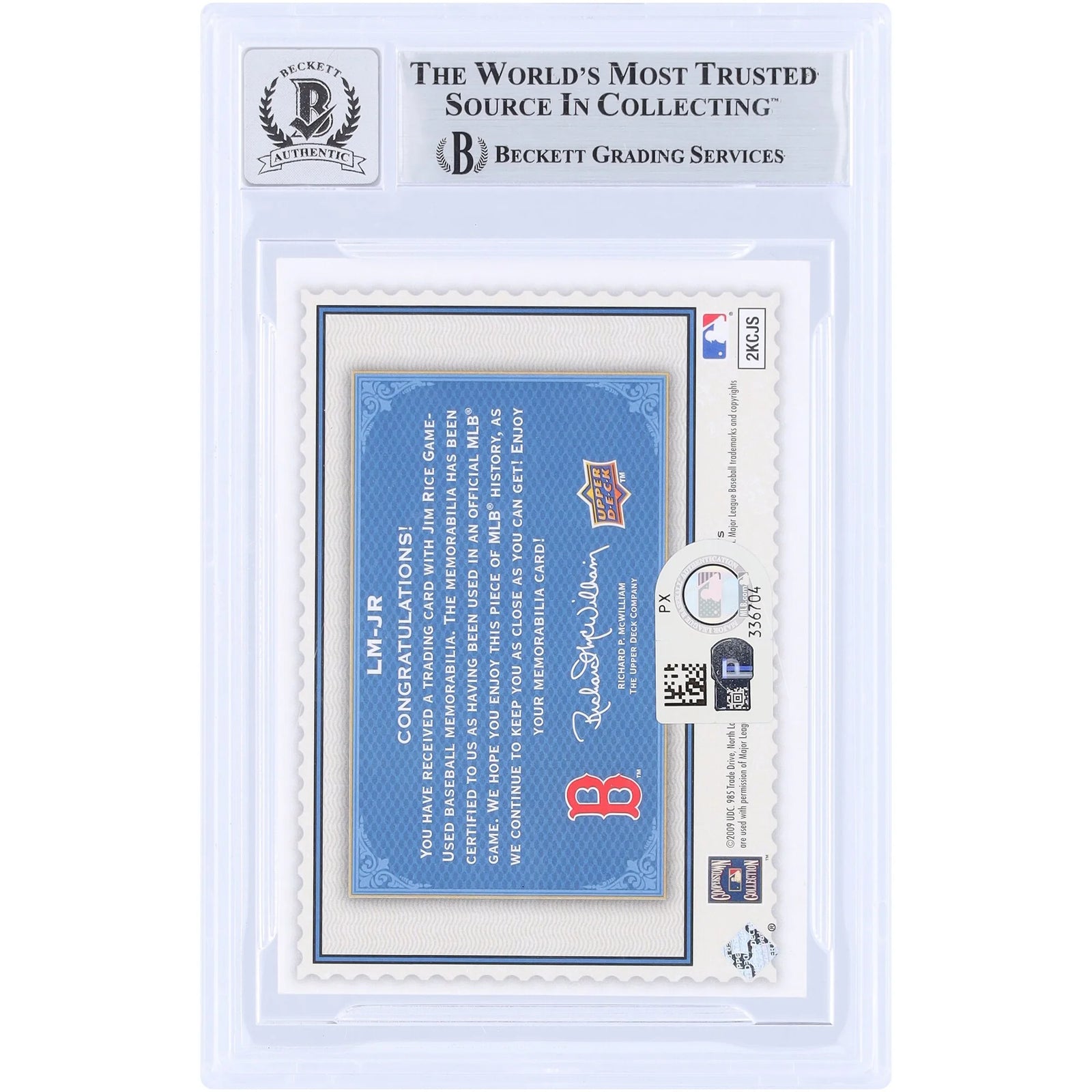 Jim Rice Signed 2009 Upper Deck SP Legendary Cuts Card | Graded 10