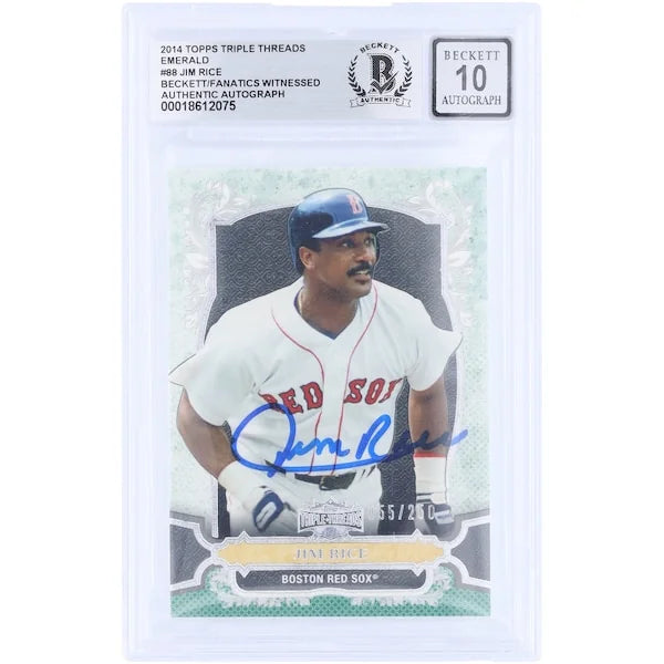 Jim Rice Signed 2014 Topps Triple Threads Emerald #88 | Graded 10