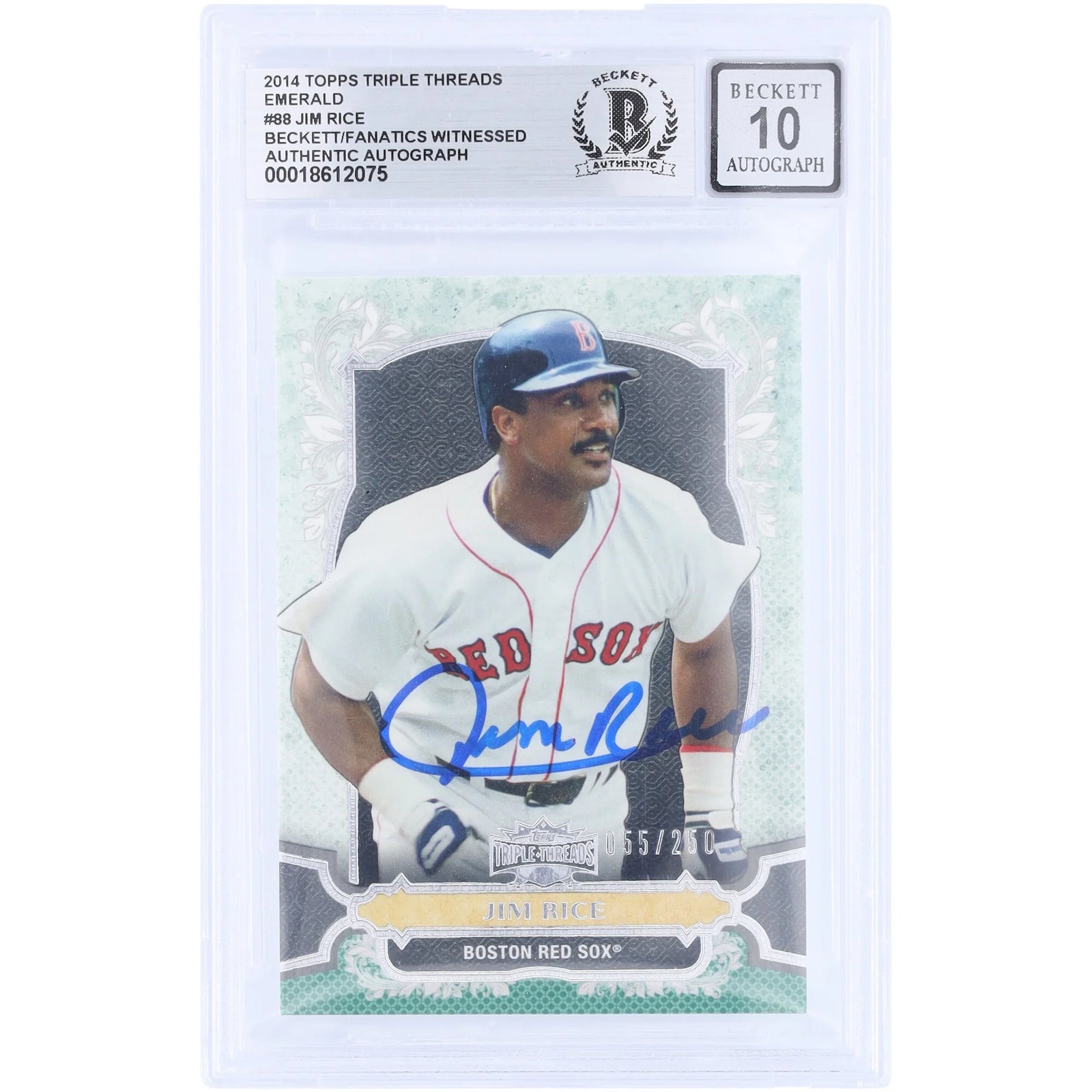 Jim Rice Signed 2014 Topps Triple Threads Emerald #88 | Graded 10