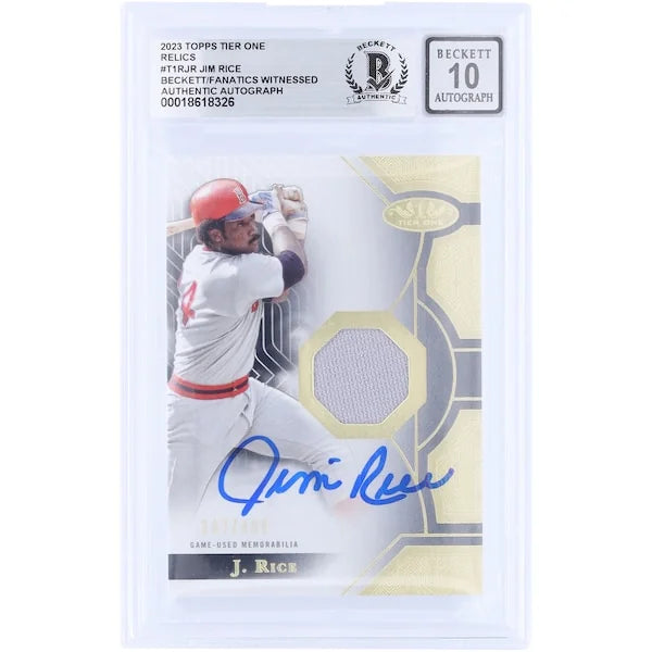 Jim Rice Signed 2023 Topps Tier One GU Relic #T1R Card | Graded 10