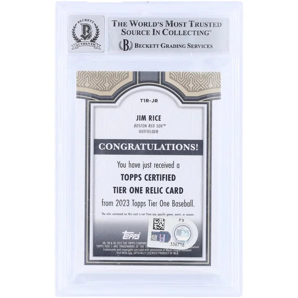 Jim Rice Signed 2023 Topps Tier One GU Relic #T1R Card | Graded 10