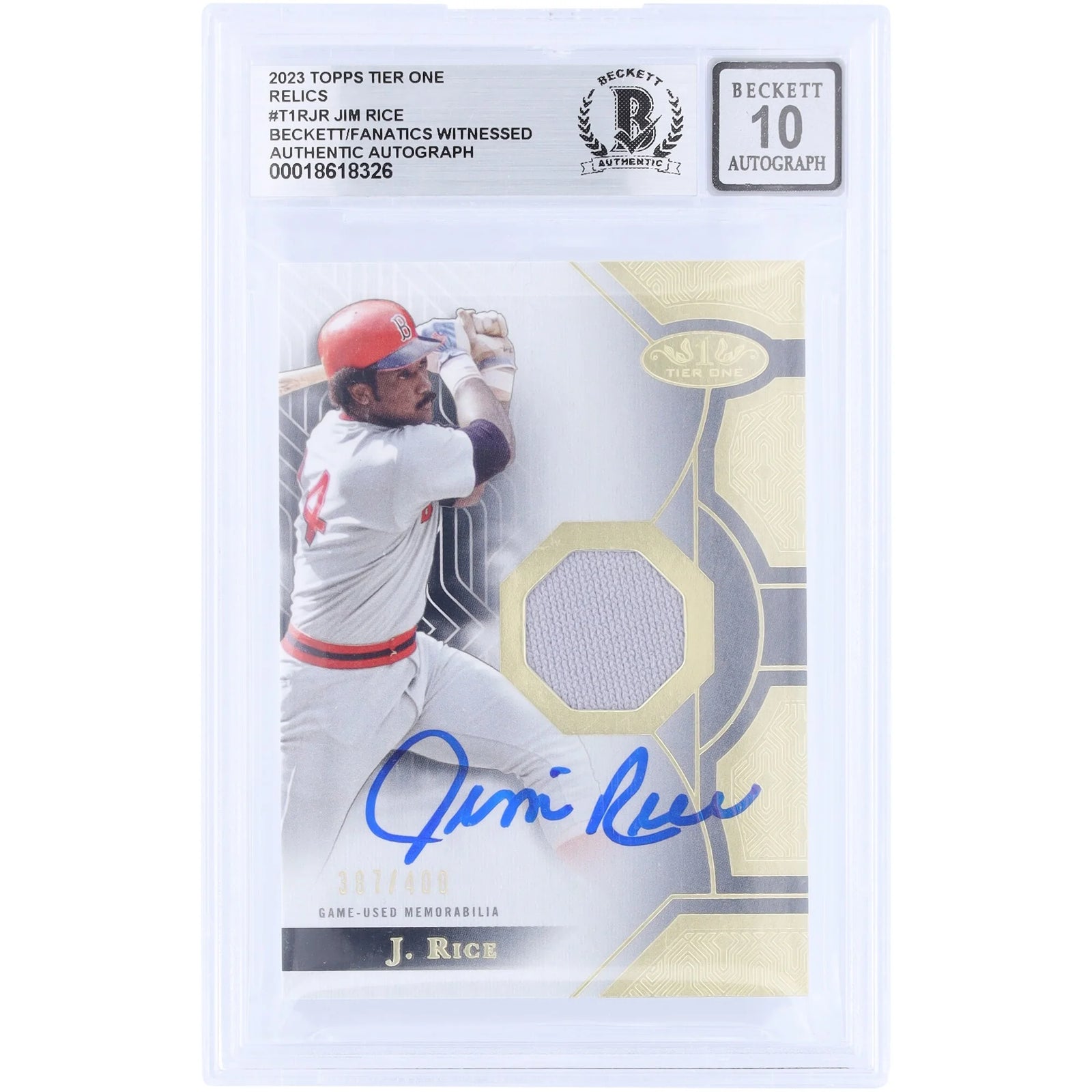 Jim Rice Signed 2023 Topps Tier One GU Relic #T1R Card | Graded 10