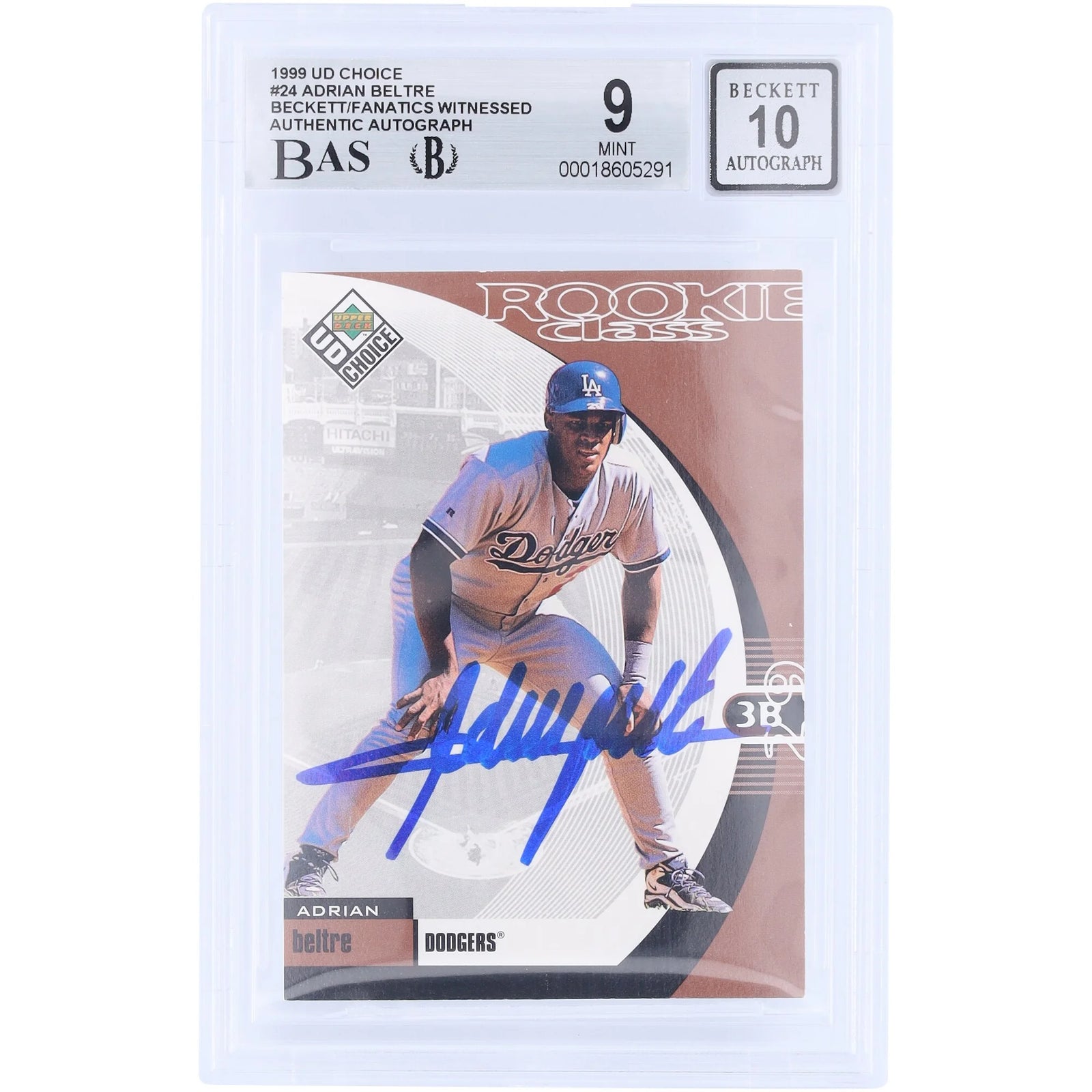 Adrian Beltre Signed 1999 Upper Deck Choice Rookie Card #24 | Graded 9