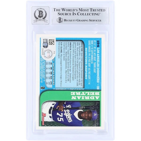 Adrian Beltre Signed 1997 Bowman #194 Rookie Card | Beckett Authenticated 10