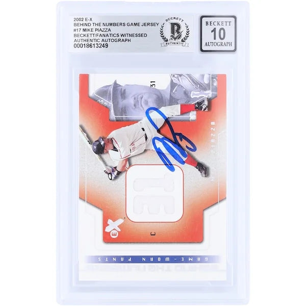 Mike Piazza Signed 2002 Upper Deck E-X Behind the Numbers Card | Graded 10