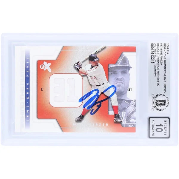 Mike Piazza Signed 2002 Upper Deck E-X Behind the Numbers Card | Graded 10