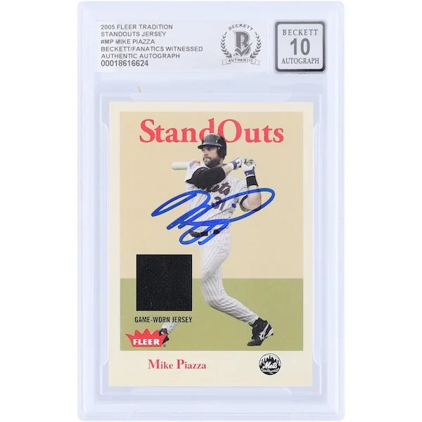 Mike Piazza Signed 2005 Fleer Tradition Stand Outs Card | Beckett Authenticated