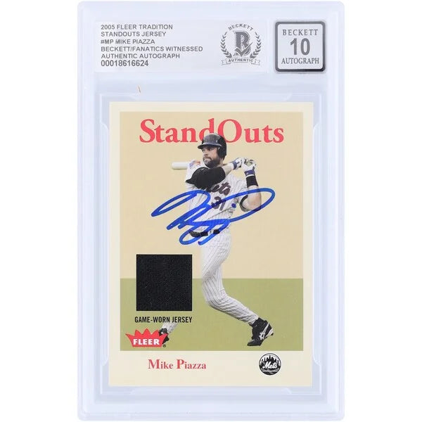 Mike Piazza Signed 2005 Fleer Tradition Stand Outs Card | Beckett Authenticated