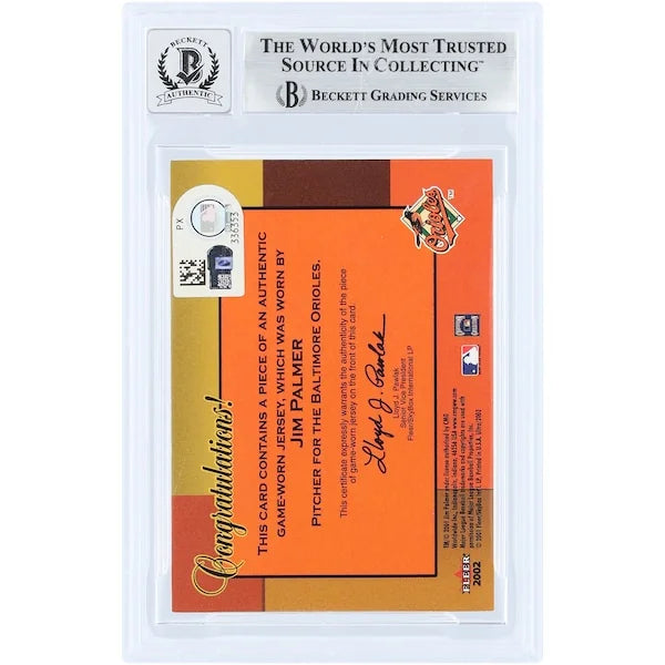 Jim Palmer Signed 2002 Fleer Ultra Fall Classic Relic Card | Grade 10
