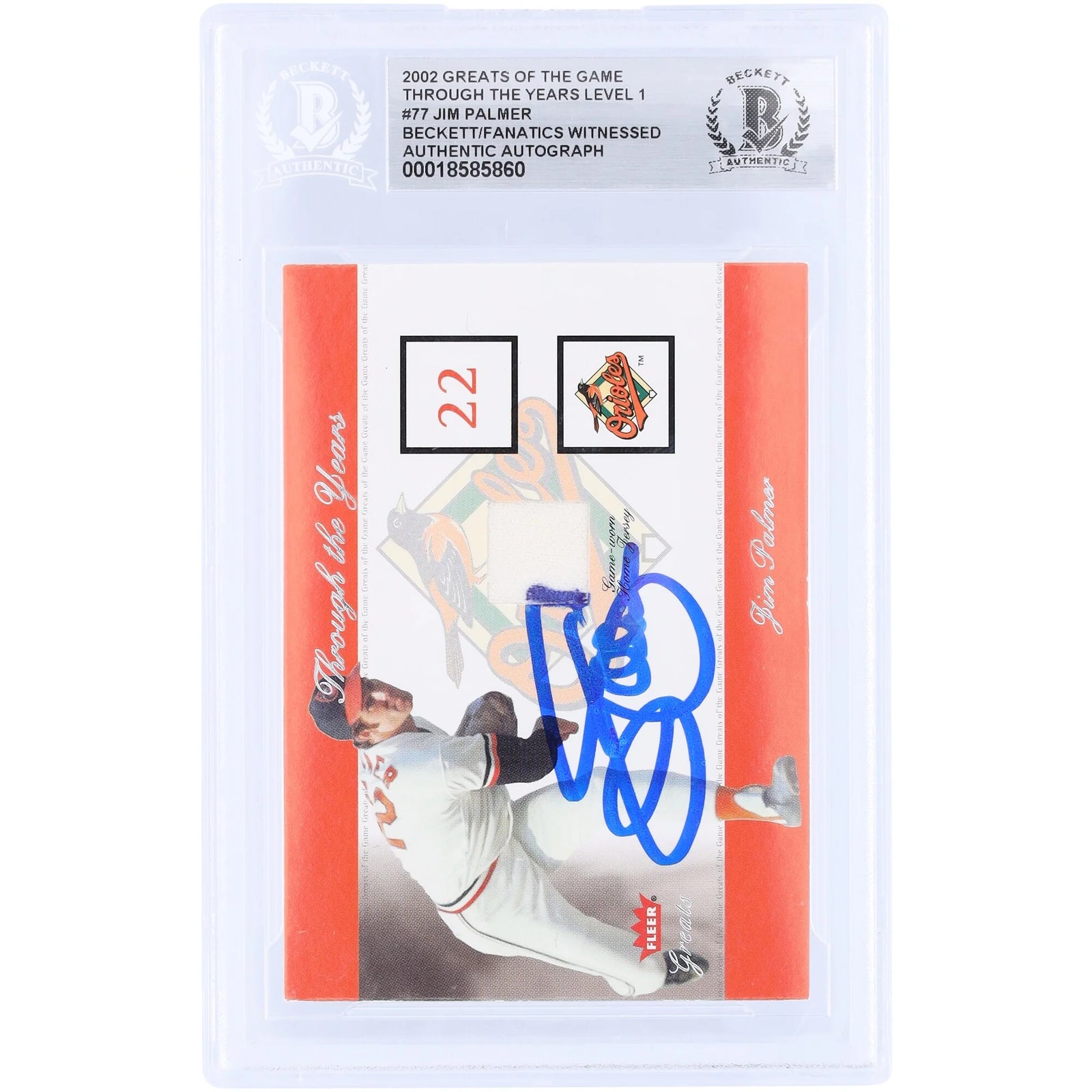 Jim Palmer Signed 2002 Fleer Greats Through the Years Card | Beckett Authenticated