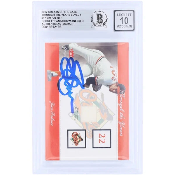 Jim Palmer Signed 2002 Fleer Greats Through the Years Card | Beckett 10