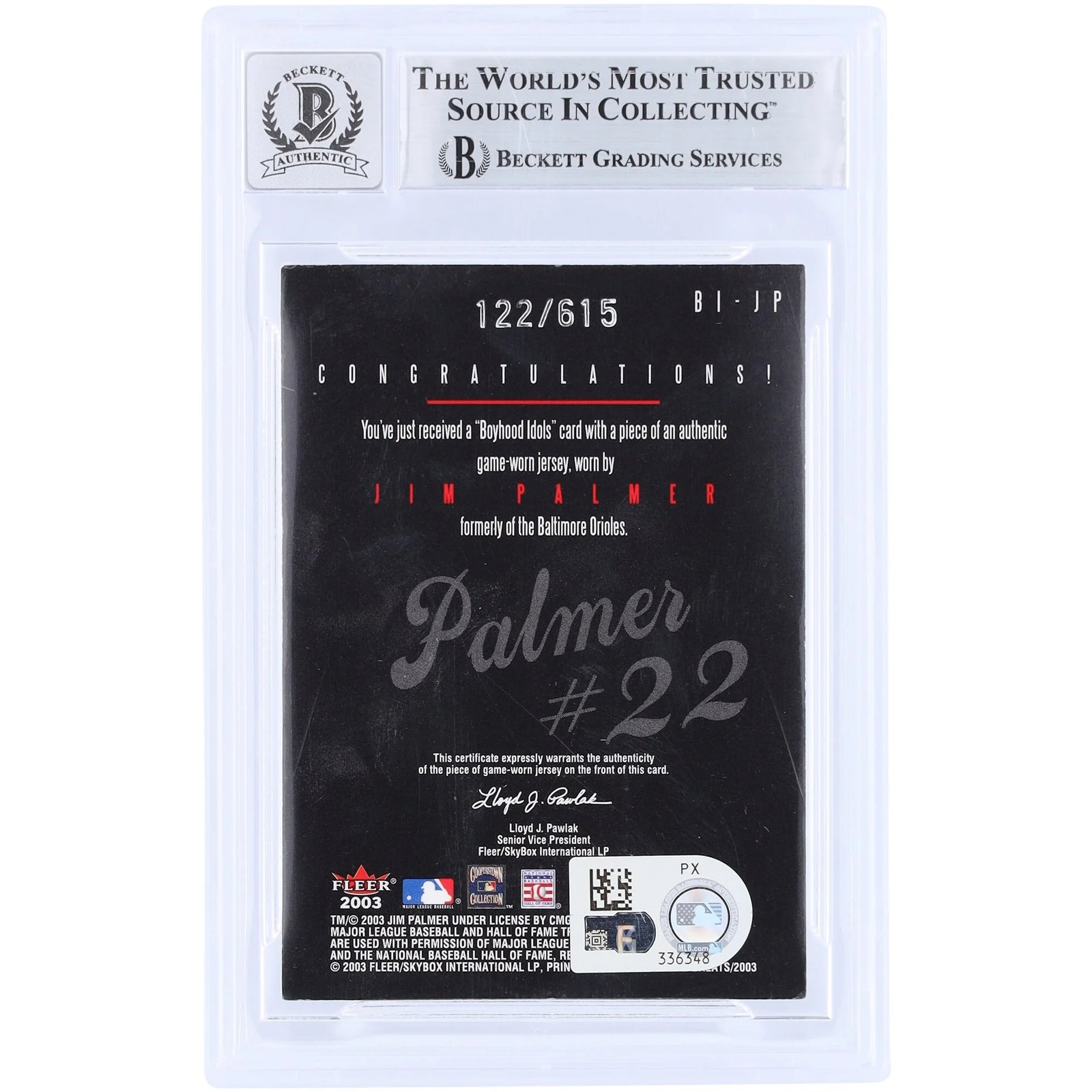 Jim Palmer Signed 2003 Fleer Rookies & Greats Card | Graded 10