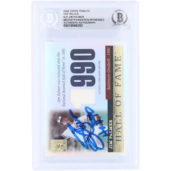 Jim Palmer Baltimore Orioles Autographed 2004 Topps Tribute HOF Cut Signature GU Relic #TR-JP Beckett Fanatics Witnessed Authenticated Card with "HOF 90" Inscription - F2