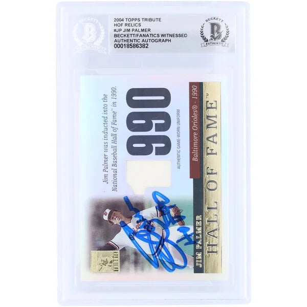 Jim Palmer Baltimore Orioles Autographed 2004 Topps Tribute HOF Cut Signature GU Relic #TR-JP Beckett Fanatics Witnessed Authenticated Card with "HOF 90" Inscription - F2