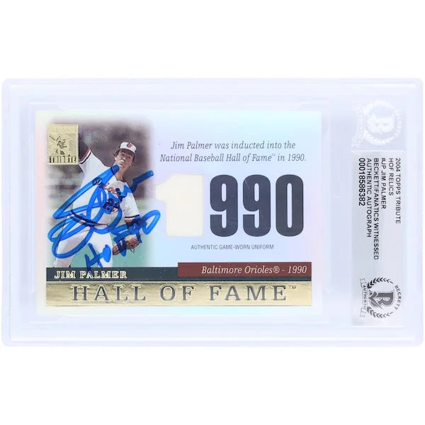 Jim Palmer Baltimore Orioles Autographed 2004 Topps Tribute HOF Cut Signature GU Relic #TR-JP Beckett Fanatics Witnessed Authenticated Card with "HOF 90" Inscription - F2