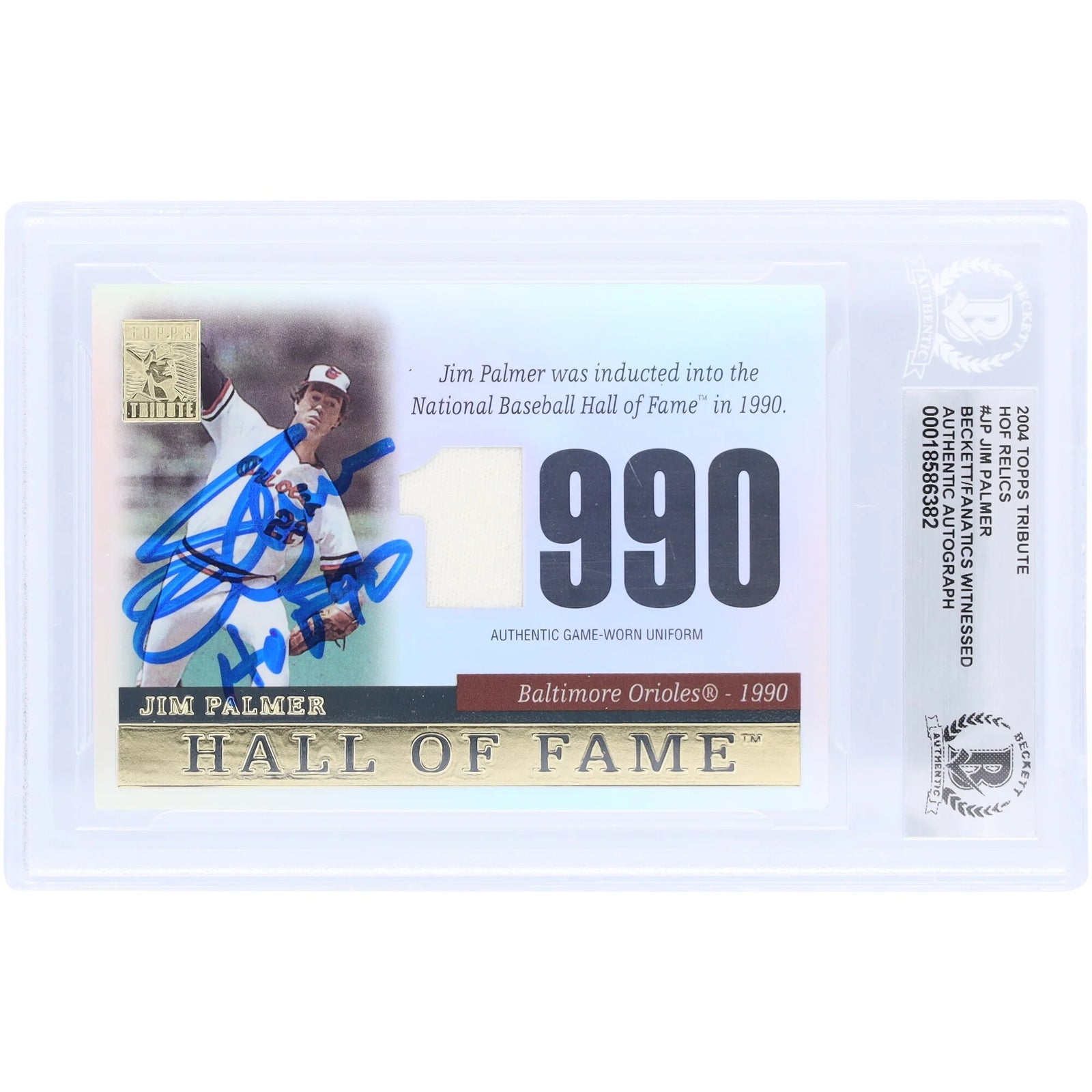 Jim Palmer Baltimore Orioles Autographed 2004 Topps Tribute HOF Cut Signature GU Relic #TR-JP Beckett Fanatics Witnessed Authenticated Card with "HOF 90" Inscription - F2