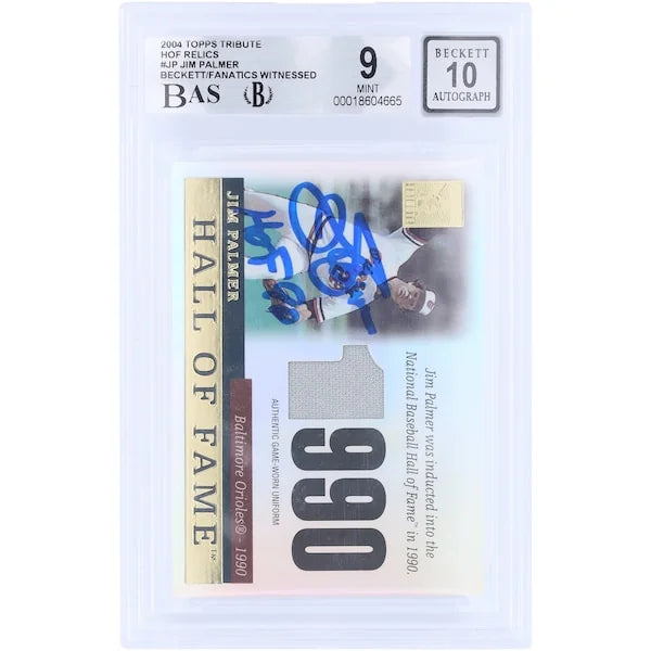Jim Palmer Signed 2004 Topps Tribute HOF Cut Card | Beckett 9