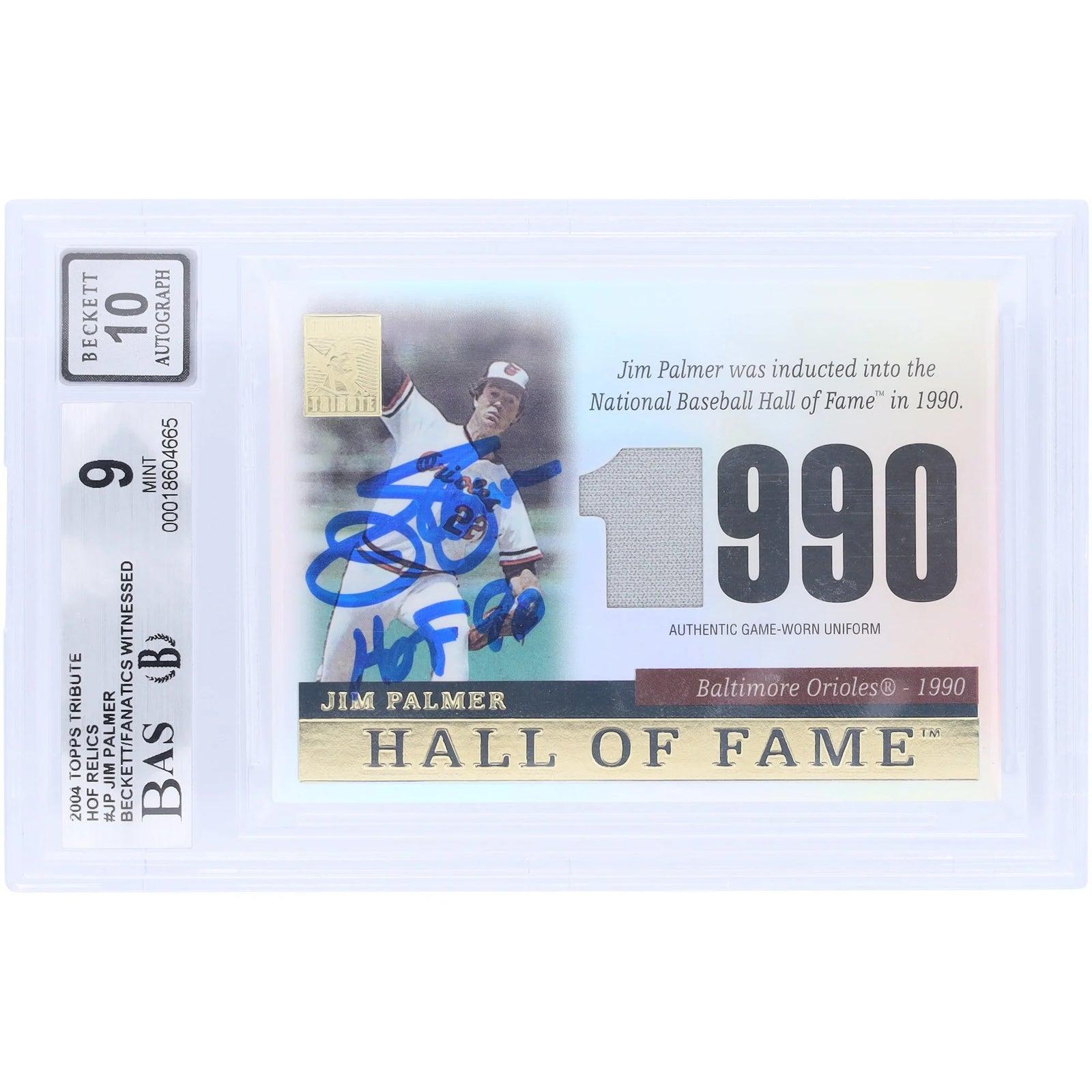Jim Palmer Signed 2004 Topps Tribute HOF Cut Card | Beckett 9