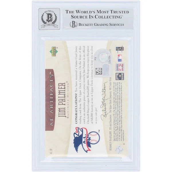 Jim Palmer Signed 2005 Upper Deck AL Artifacts Card | Beckett Graded 9