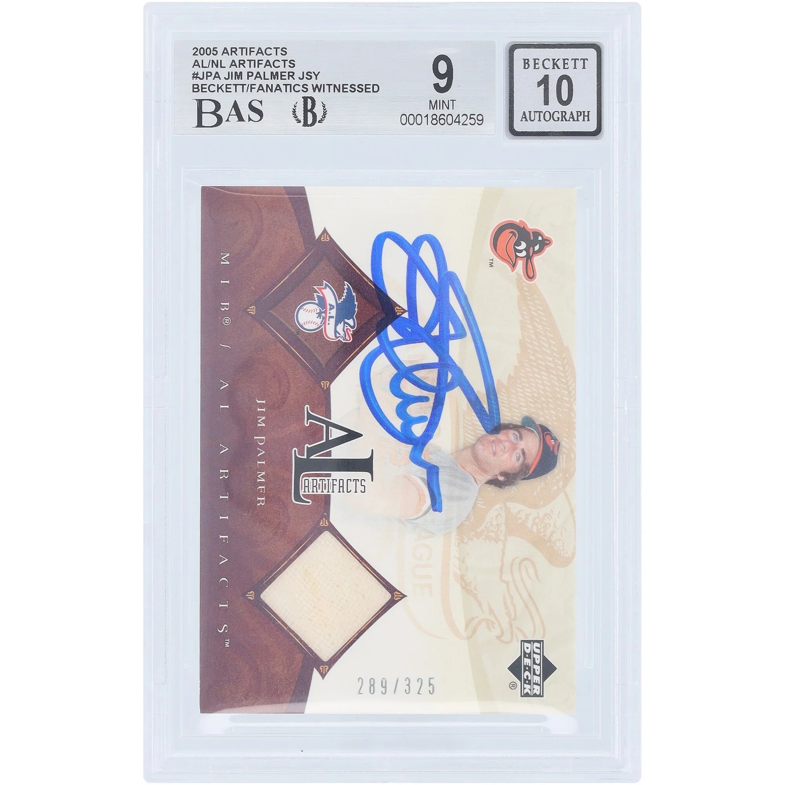 Jim Palmer Signed 2005 Upper Deck AL Artifacts Card | Beckett Graded 9
