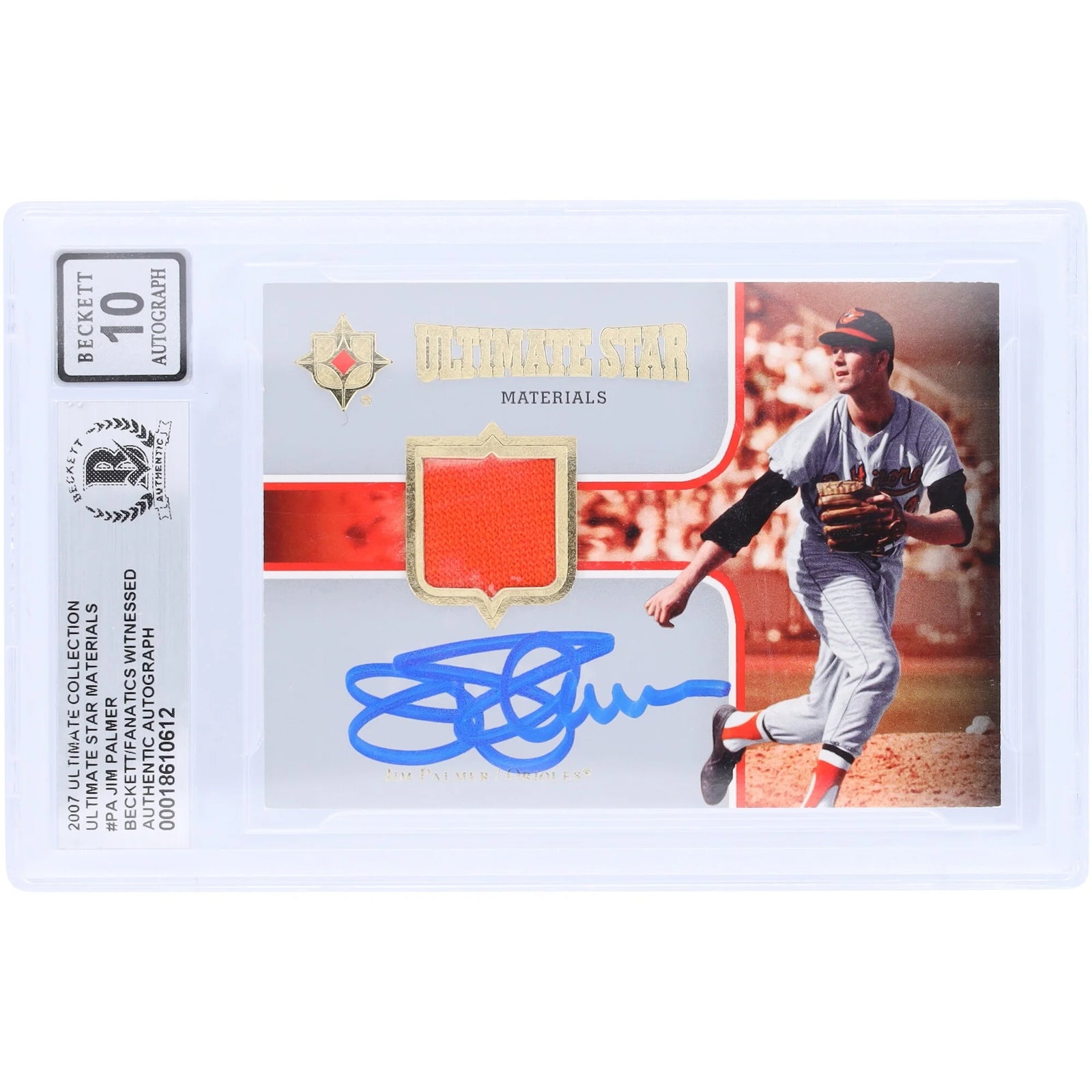 Jim Palmer Signed 2007 Upper Deck Ultimate Collection Relic Card | Graded 10