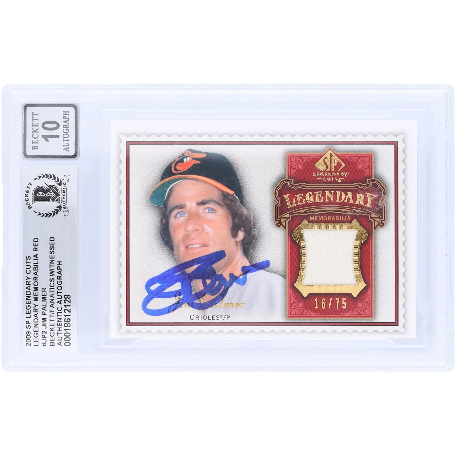 Jim Palmer Signed 2009 Upper Deck SP Legendary Cuts Card | Graded 10
