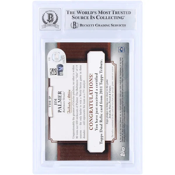 Jim Palmer Signed 2011 Topps Tribute Dual Relic Card | Graded 10