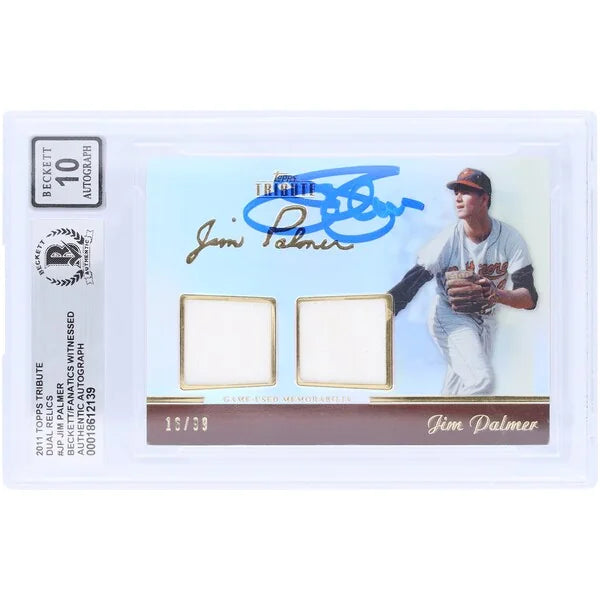 Jim Palmer Signed 2011 Topps Tribute Dual Relic Card | Graded 10