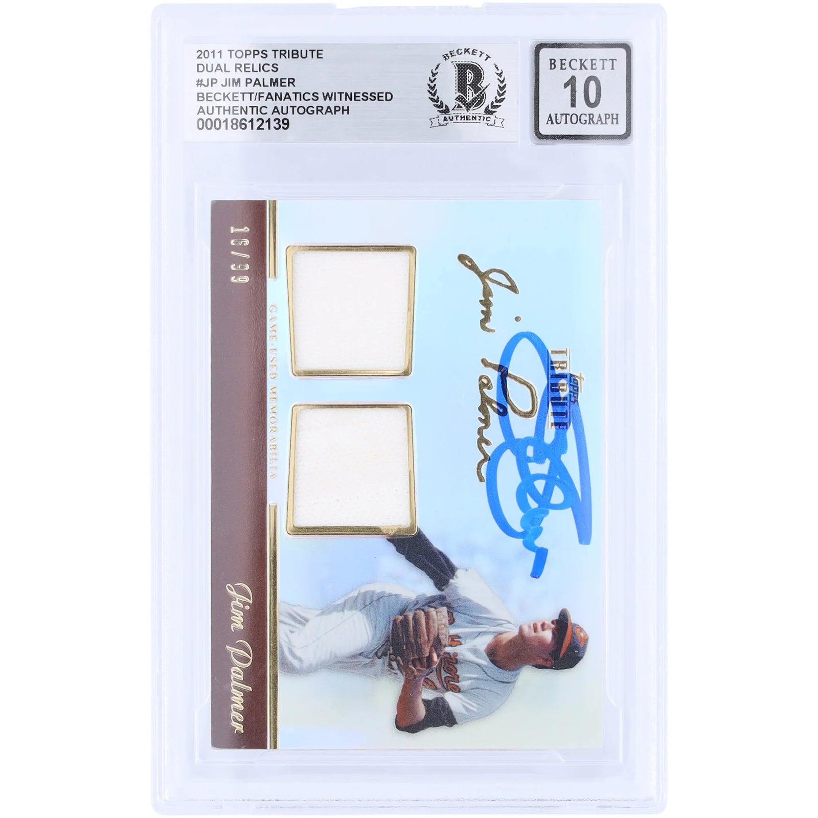 Jim Palmer Signed 2011 Topps Tribute Dual Relic Card | Graded 10