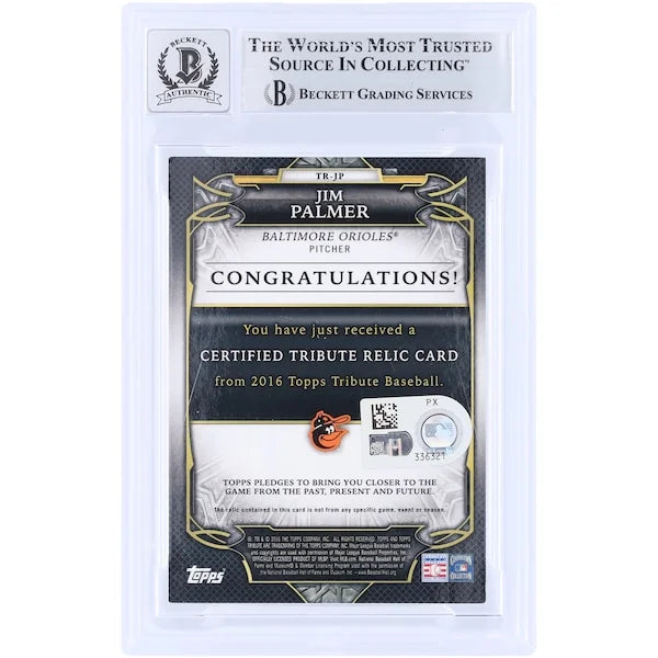 Jim Palmer Signed 2016 Topps Tribute Green Relic Card | Graded 10
