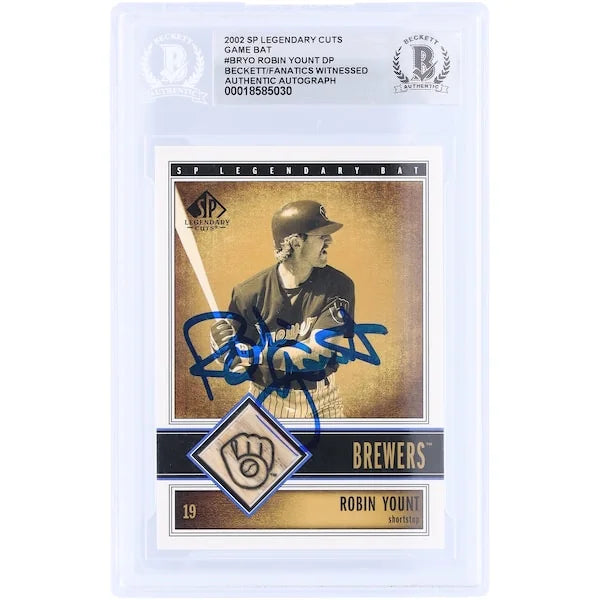 Robin Yount Milwaukee Brewers Autographed 2002 Upper Deck SP Legendary Cuts GU Relic #B-RYO Beckett Fanatics Witnessed Authenticated Card - F3