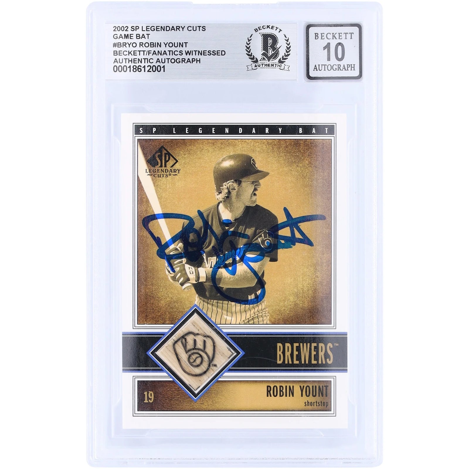 Robin Yount Signed 2002 Upper Deck SP Legendary Cuts Card | Beckett Graded 10