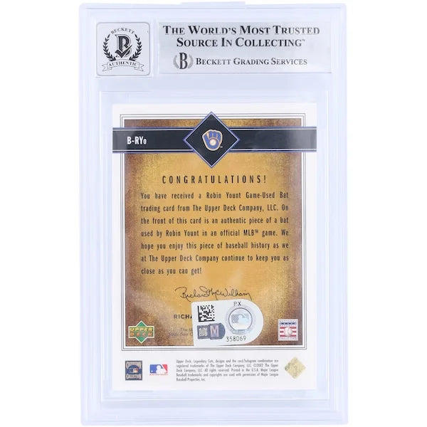 Robin Yount Signed 2002 Upper Deck SP Legendary Cuts Card | Beckett 9