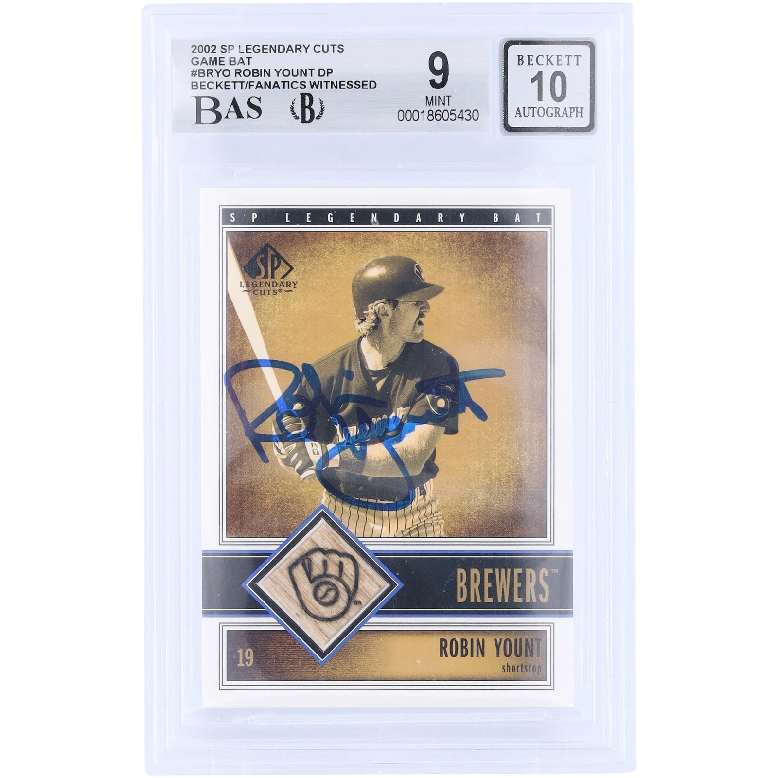 Robin Yount Signed 2002 Upper Deck SP Legendary Cuts Card | Beckett 9