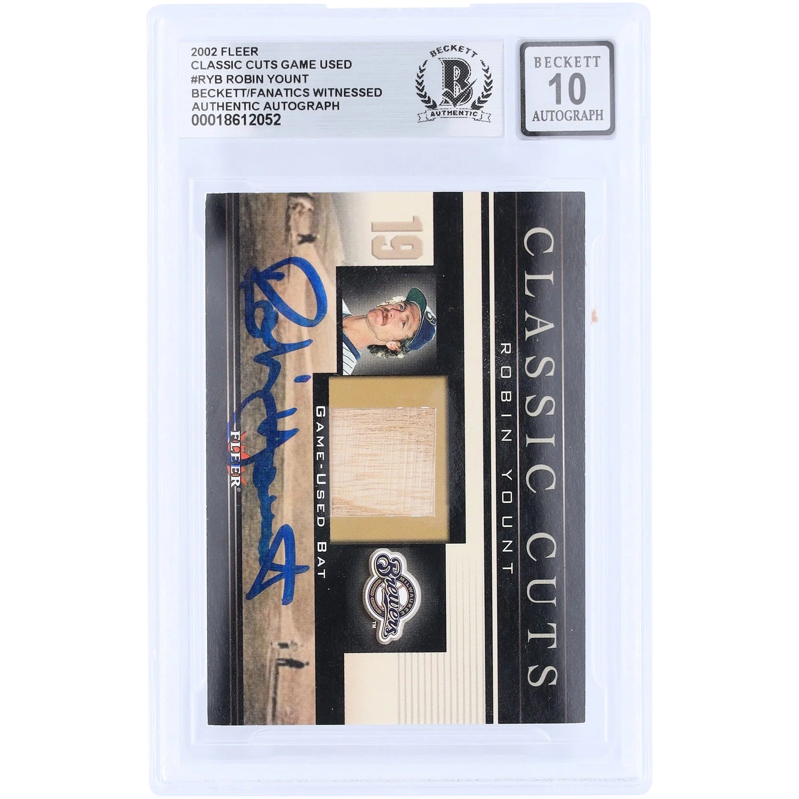 Robin Yount Signed 2002 Fleer Classic Cuts Card | Beckett Graded 10