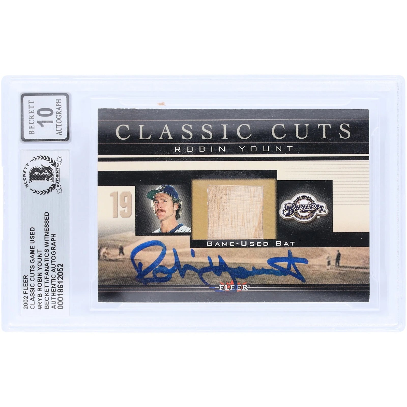 Robin Yount Signed 2002 Fleer Classic Cuts Card | Beckett Graded 10