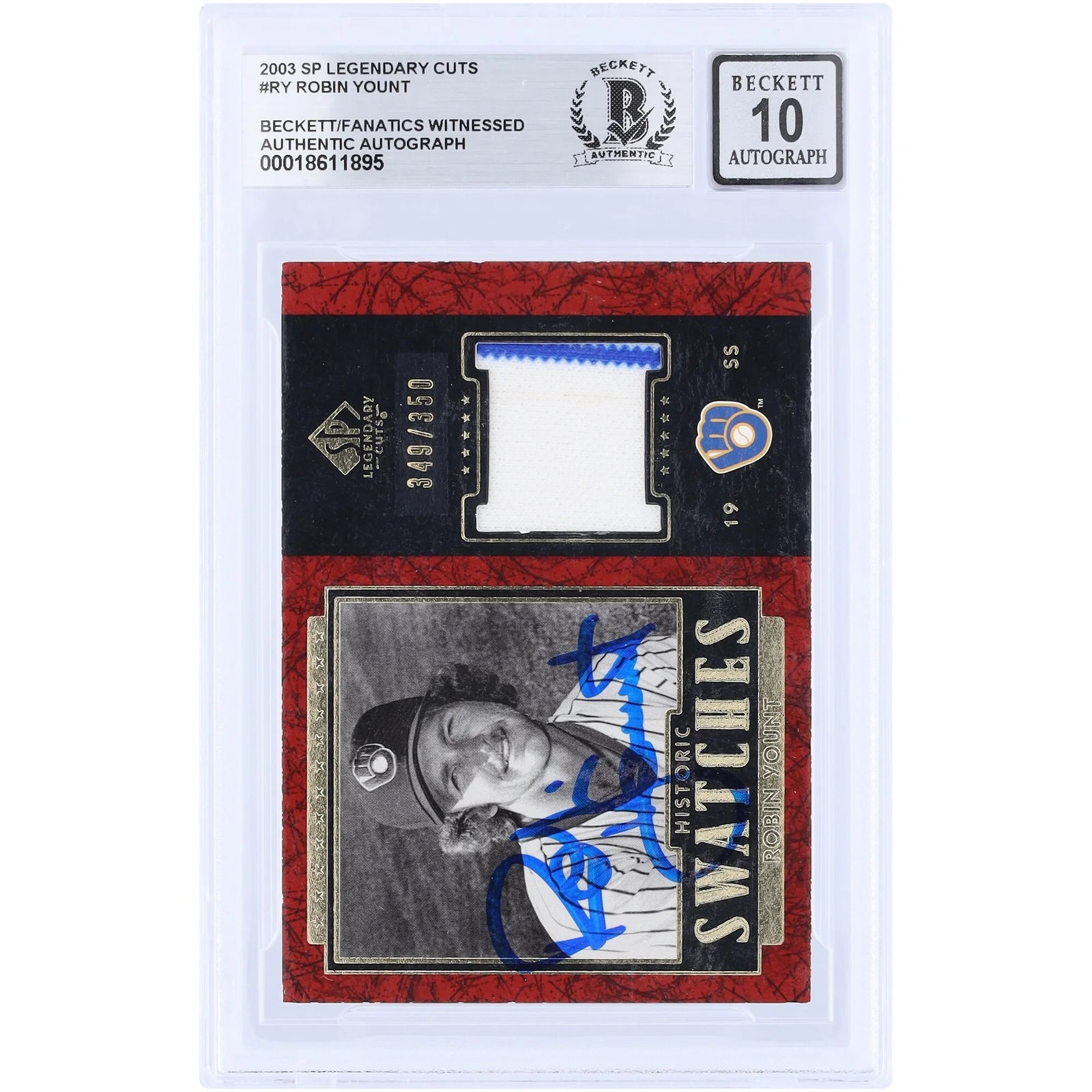 Robin Yount Signed 2003 Upper Deck SP Legendary Cuts Card | Graded 10
