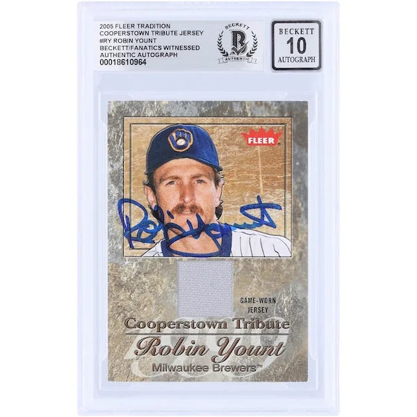 Robin Yount Signed 2005 Fleer Tribute Cooperstown Tradition Card | Beckett 10