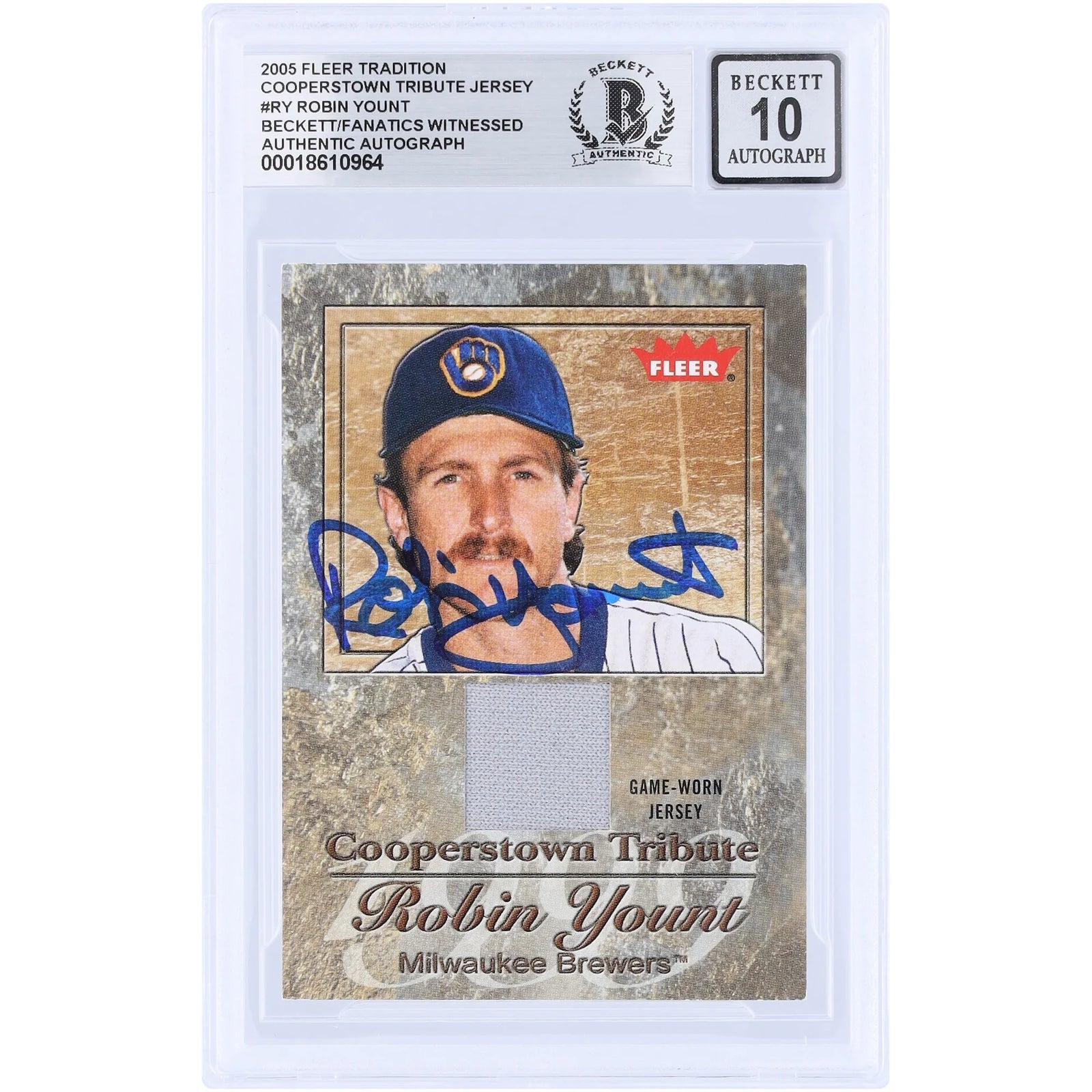 Robin Yount Signed 2005 Fleer Tribute Cooperstown Tradition Card | Beckett 10