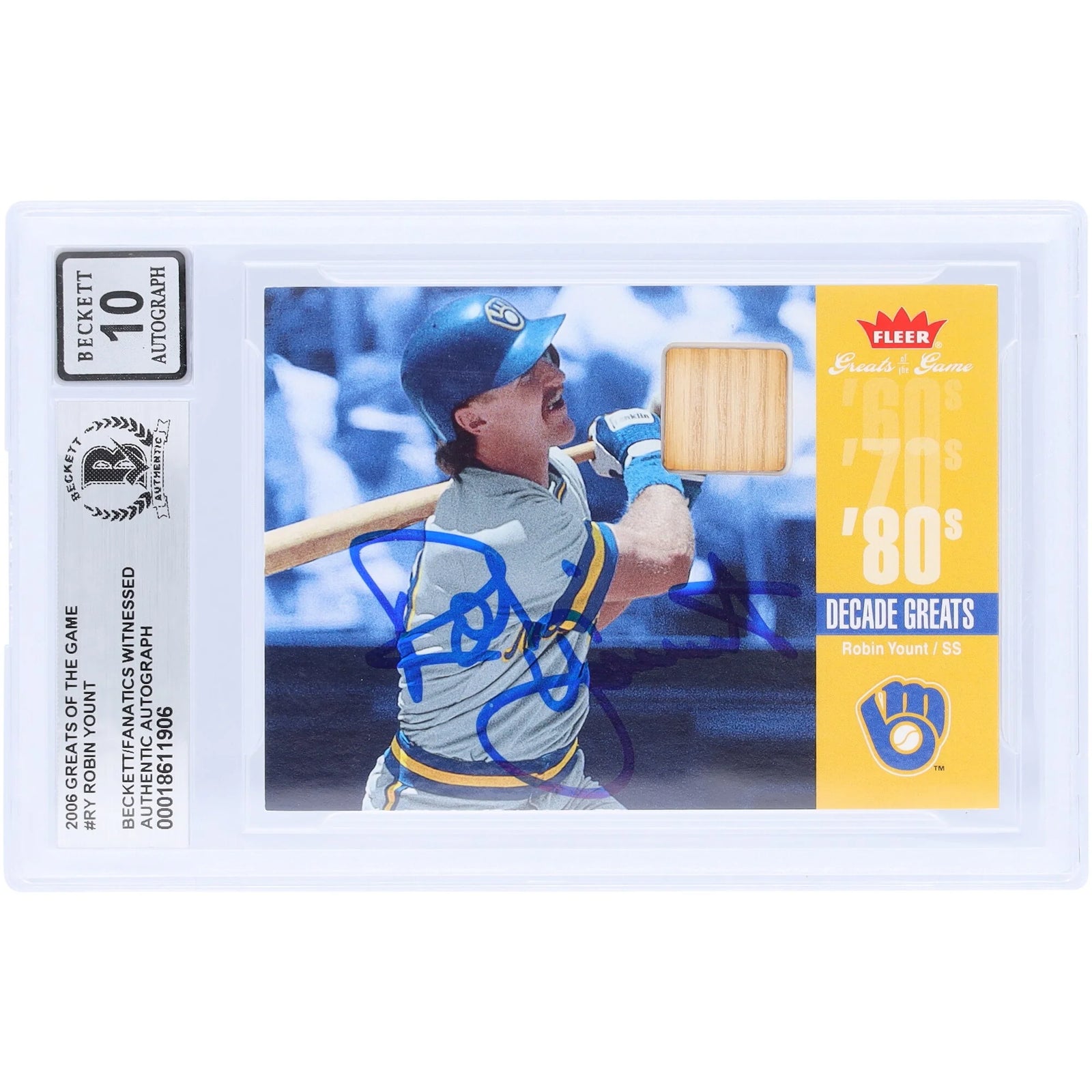 Robin Yount Signed 2006 Fleer Greats of the Game Card | Beckett 10